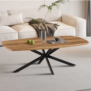 Salontafel Aziz - 130x70x42.5cm - deens ovaal - mangohout/zwart