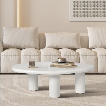 Salontafel Tavares - 120x70x40cm - organische vorm - wit