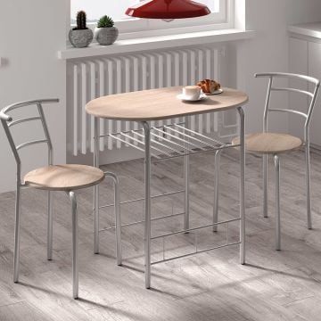 Tafel met 2 stoelen Ada-sonoma eik/grijs metaal