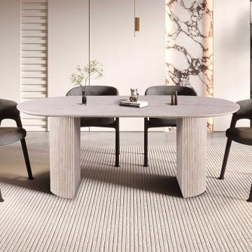 Ovale eettafel Lagos - 200x110x76cm - travertin
