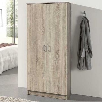 Opbergkast Ray 80cm met 2 deuren en 4 legplanken - sonoma eik