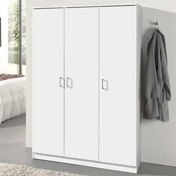 Opbergkast Ray 120cm met 3 deuren en 4 legplanken -wit