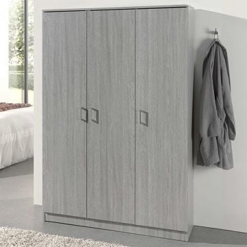 Opbergkast Ray 120cm met 3 deuren en 4 legplanken - grijze eik