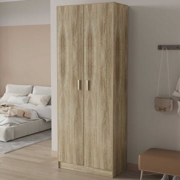 Opbergkast Stacy 72 cm 2 draaideuren en 5 legplanken-sonoma eik