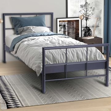 Eenpersoonsbed Davy | 90 x 200 cm | Metalen frame | donkergrijs