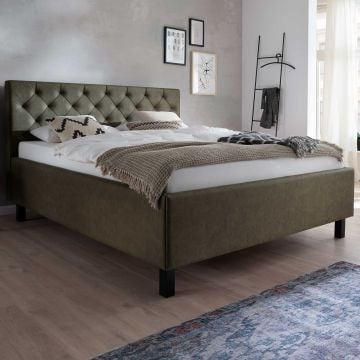 Bed San Marino 160x200cm met opbergruimte kunstleer - groen/zwart