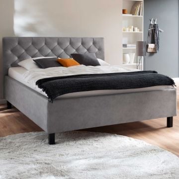 Bed San Marino 180x200cm met opbergruimte kunstleer - grijs/zwart