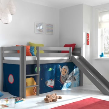 Halfhoogslaper Astrid grijs met glijbaan - space