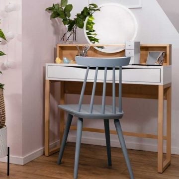 Make-uptafel Vayen 85cm 1 lade - lichte eikdecor/ wit