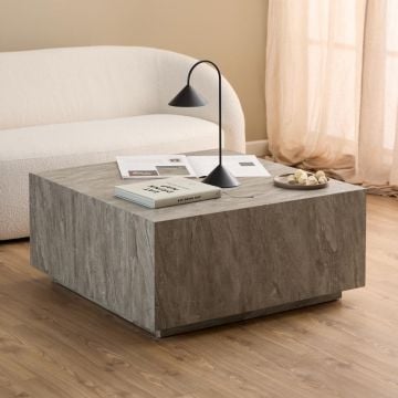Salontafel Dice - 90x90x42cm - grijs marmerlook