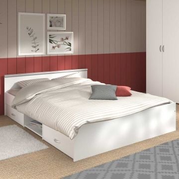Bed Alma 140x190cm met lades - wit