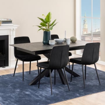 Rechthoekige eettafel Heaven - 210x90x76 cm - Keramiek/zwart 