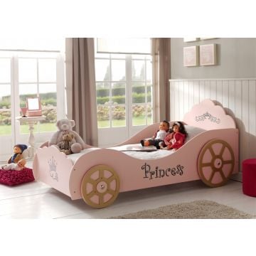 Roze Autobed Princess Pinky 90x200 cm voor meisjeskamer