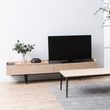 Tv-meubel Cecile 200cm, 2 deuren - beige/ zwart