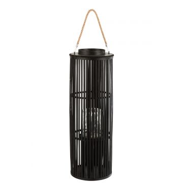 Lantaarn tube bamboe zwart large