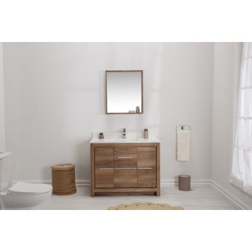Jussara badkamermeubelset (2pc) | 100% hout, kwarts werkblad, walnoot wit