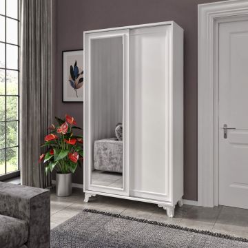 Witte houten kledingkast | 104 x 40 x 194 cm | 100% MDF