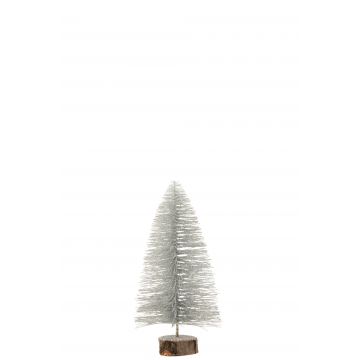 Kerstboom deco plastiek glitter zilver small