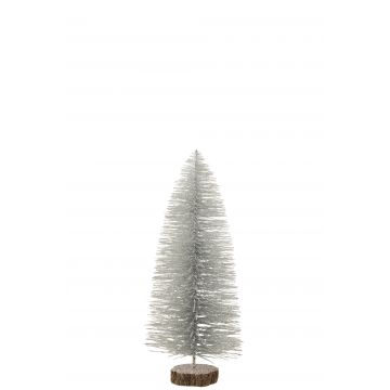 Kerstboom deco plastiek glitter zilver medium