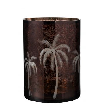Windlicht palmboom glas bruin xlarge
