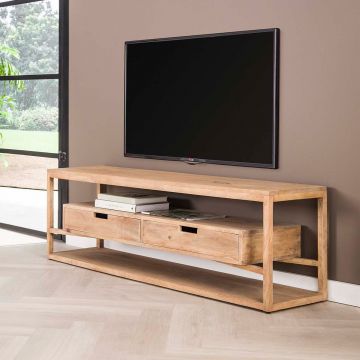 TV-meubel Layla 140cm - massief mangohout met 2 lades