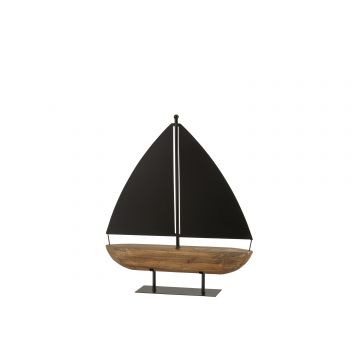 Zeilboot hout/metaal zwart/bruin large