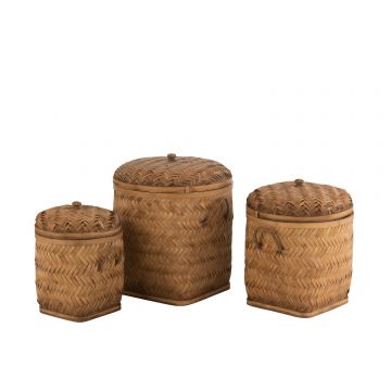 Set van drie opbergmanden bamboe naturel
