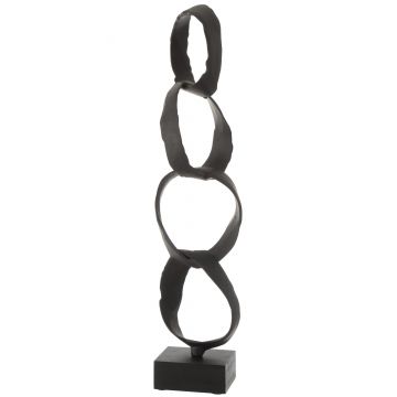 Figuur ringen op voet aluminium zwart large