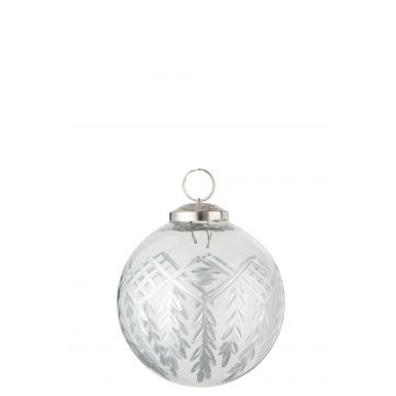 Kerstbal chloe glas transparant/zilver small