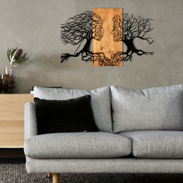 Wallity Decoratief Houten Wandaccessoire | 100% Metaal | Zwart Notenhout