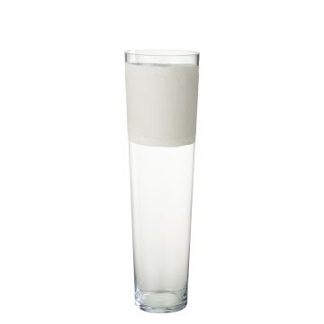 Vaas delph glas transparant/wit large