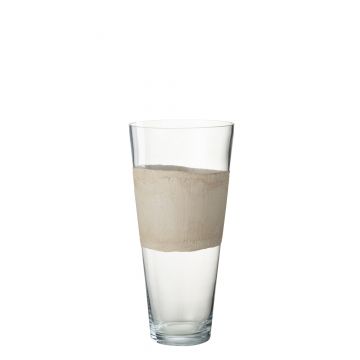 Vaas delph glas transparant/beige medium