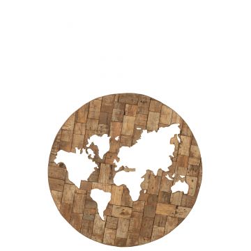 Wanddecoratie wereldkaart hout bruin
