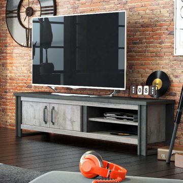 Tv-meubel Becky 200cm 2 deuren - grijs 