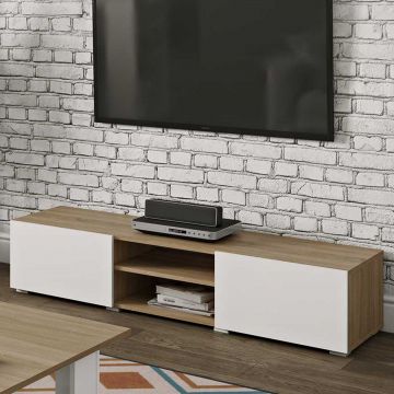 Tv-meubel Podium 140 cm - eik/wit