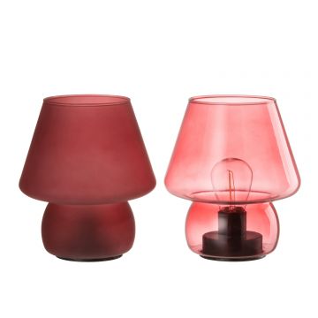Tafel lamp mat/transparant glas roze framboos assortiment van 2