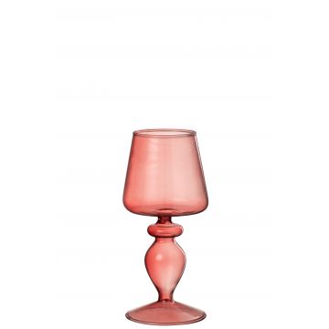Kaarshouder glas roze framboos small
