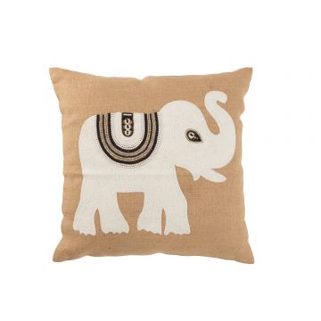 Kussen olifant textiel naturel/wit large