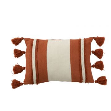 Kussen streep+kwast textiel terracotta