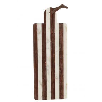Plank rechthoekig streep marmer wit/bruin large