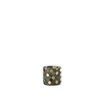 Theelichthouder mozaiek cilinder groen small