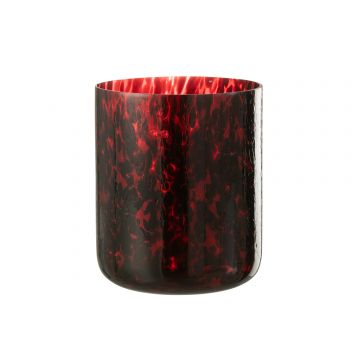 Windlicht gevlekt glas rood/zwart extra large