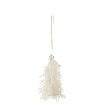 Hanger kestboom+ glitters veren wit
