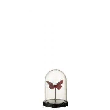 Stolp vlinders glas rood/bordeaux small
