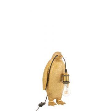 Tafellamp pinguïn resine goud small