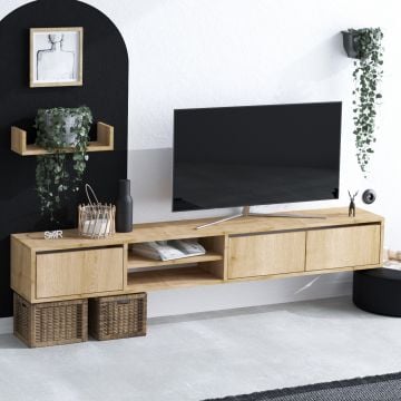Tv-meubel Emerald | 100% Melamine Gecoat | Antibacterieel | Saffier Eik