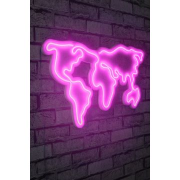 Neonverlichting wereldkaart - Wallity reeks - Roze