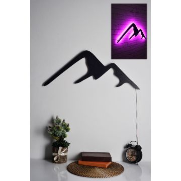 Brandhout LED Licht | Zwarte Voet | Roze | 70x25 cm