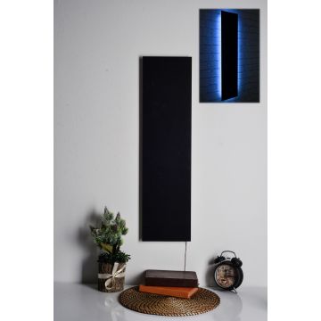 Brandhout LED Strip | Zwart MDF Basis | 375cm Koord | Blauw