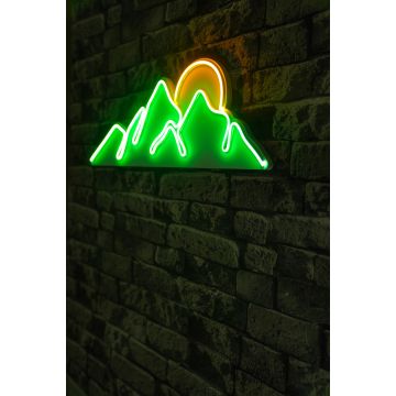 Neonverlichting bergen met zon - Wallity reeks - Groen/geel